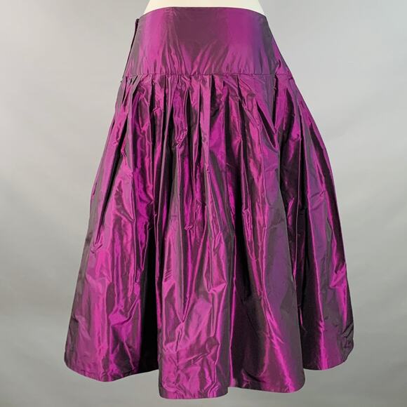 VINTAGE Size S Purple Taffeta Tulle Petticoat Pleated Midi Skirt - Picture 2 of 3